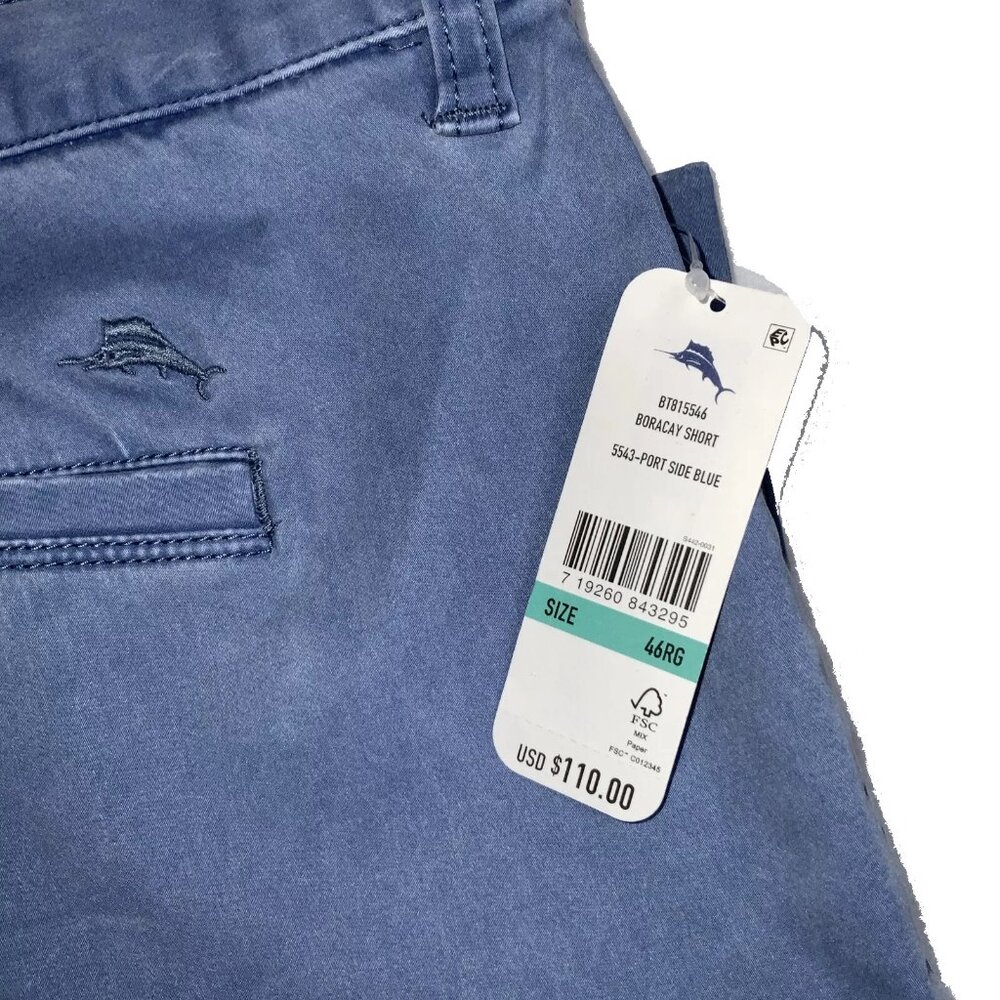 Tommy Bahama Mens Big & Tall 46RG Port Side Blue Stretch 10” Boracay Chino Short - Picture 3 of 8